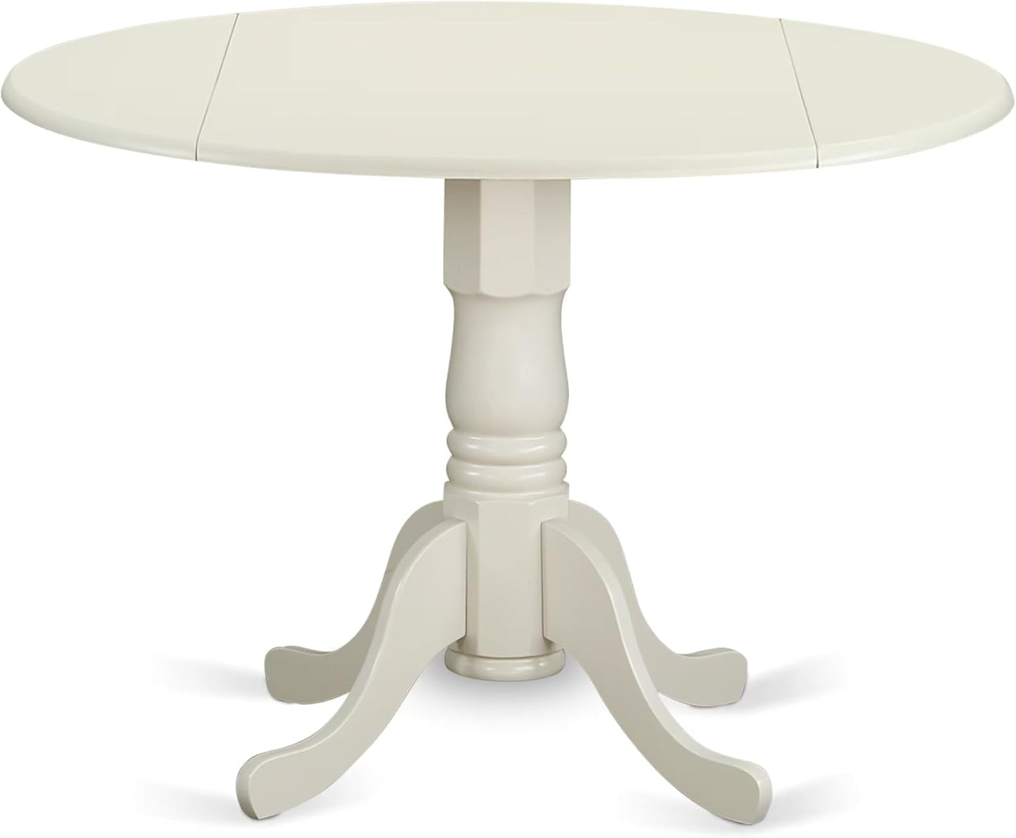 East West Furniture DLAS3-WHI-43 3 Piece Modern Dining Set contain A Wood Dining Table and 2 Willow Green Polyester Fabric Mid Century Chairs, Linen White