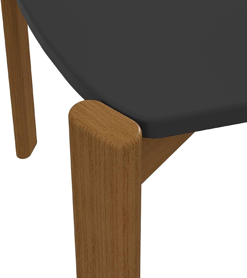 Manhattan Comfort Gales 70-Inch Mid Century Modern Dining Table for 6 Persons, Unique Minimalist Home Furniture with Solid Eucalyptus Wood Legs, Matte Black