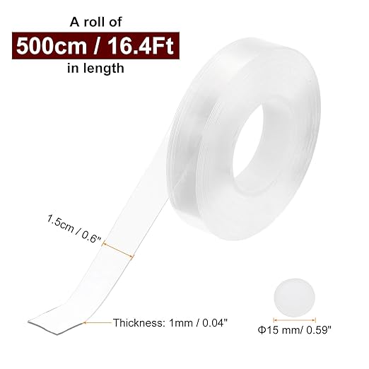PATIKIL Double Sided Tape Heavy Duty, Transparent Nano Adhesive Mounting Tape for Picture Hanging Walls Decor, 1 Roll 5mx15mmx1mm Strip & 200 Pcs 8mmx1mm Circle