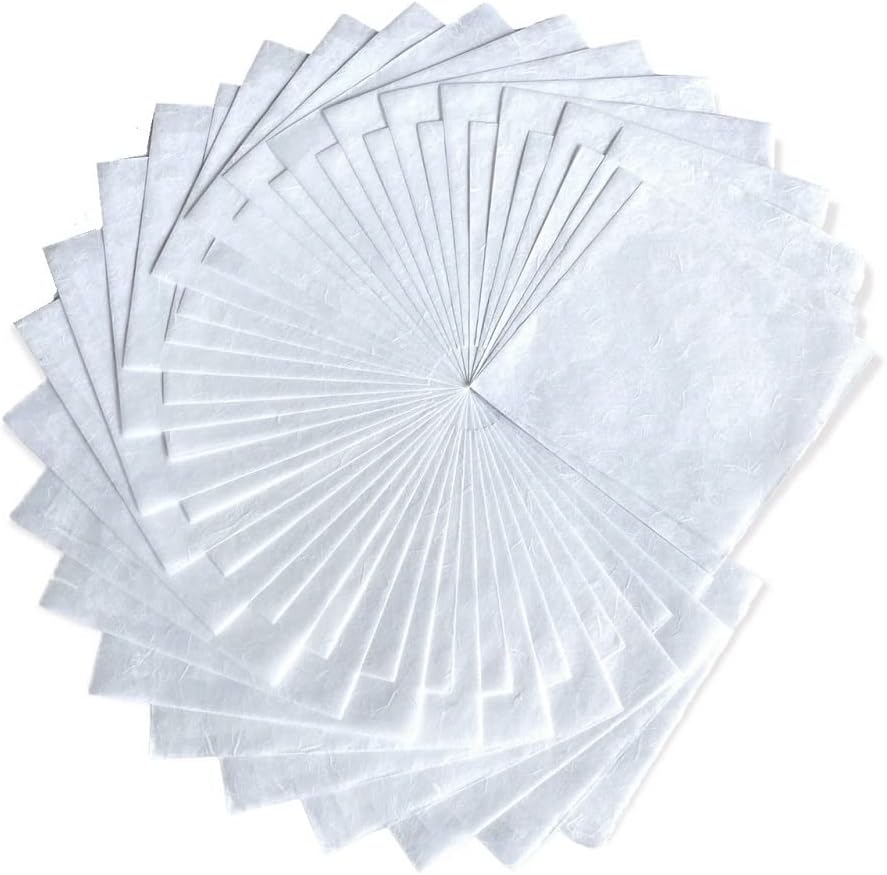 8 x 8 Inches White Color Natural Fiber Mulberry Tree Mulberry Paper Sheets 50 Sheets Square Origami Paper Arts Folding Craft, Square Folding Paper for DIY Crafts (White, 8"x8")