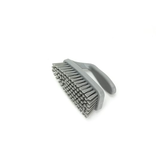 SPARTA Scrub Brush with Iron Shaped Handle and Stiff Bristles, Heavy Duty Scrubber Brush for Kitchen, Bathroom, Shower, Tile, Sink, Carpet and Bakepans, Polypropylene, 6 Inches, Gray