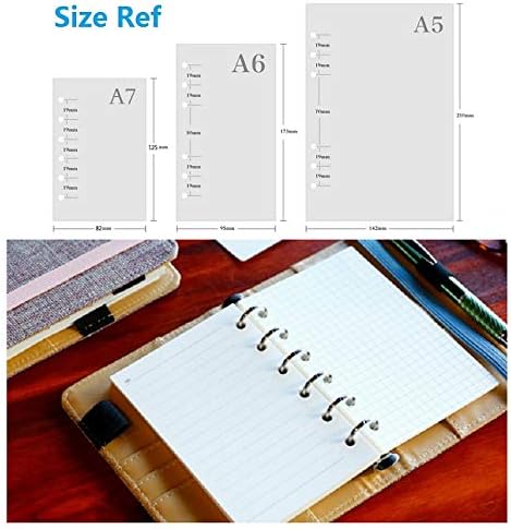 6 Holes Binder Planner Refill with 4 Basic Designs, A7 Notebook Refill, 100gsm, Dot, Grid, Line, Blank Paper,4.84 x 3.23'', 80 sheets/160 Pages, Harphia