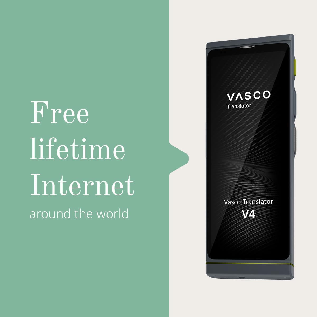 Vasco V4 Language Translator Device | 112 Languages | Free Lifetime Internet in Almost 200 Countries | Stone Gray
