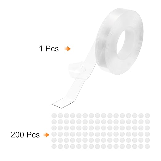 PATIKIL Double Sided Tape Heavy Duty, Transparent Nano Adhesive Mounting Tape for Picture Hanging Walls Decor, 1 Roll 5mx15mmx1mm Strip & 200 Pcs 8mmx1mm Circle