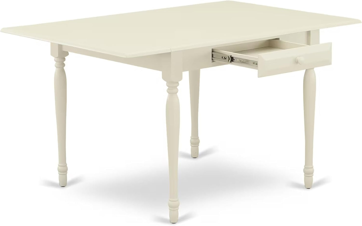 East West Furniture MZLA5-LWH-06 5 Piece Dining Table Set for 4 Includes a Rectangle Kitchen Table with Dropleaf and 4 Shitake Linen Fabric Parson Dining Chairs, 36x54 Inch, Linen White