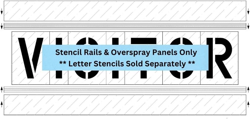 Stencil Trac Rails for Letter/Number Stencils | Part#: 10001146 | Use for Marking Parking Spaces, Doors & Walls | 2 Locking Rails 48″ W & 2 Overspray Panels | Stencils Sold Separately | Made in USA