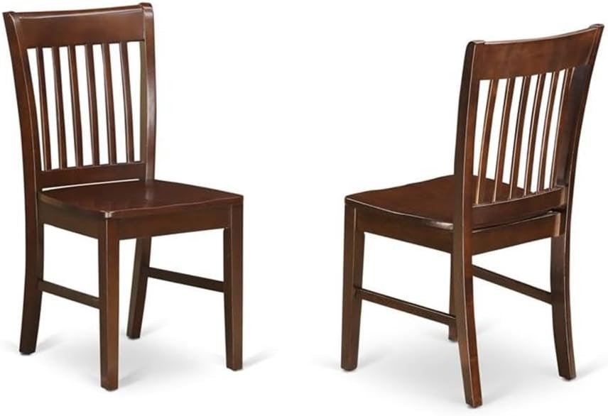 East West Furniture MZNO3-MAH-W 3 Piece Dining Set Contains a Rectangle Dining Room Table with Dropleaf and 2 Wood Seat Chairs, 36x54 Inch, Mahogany