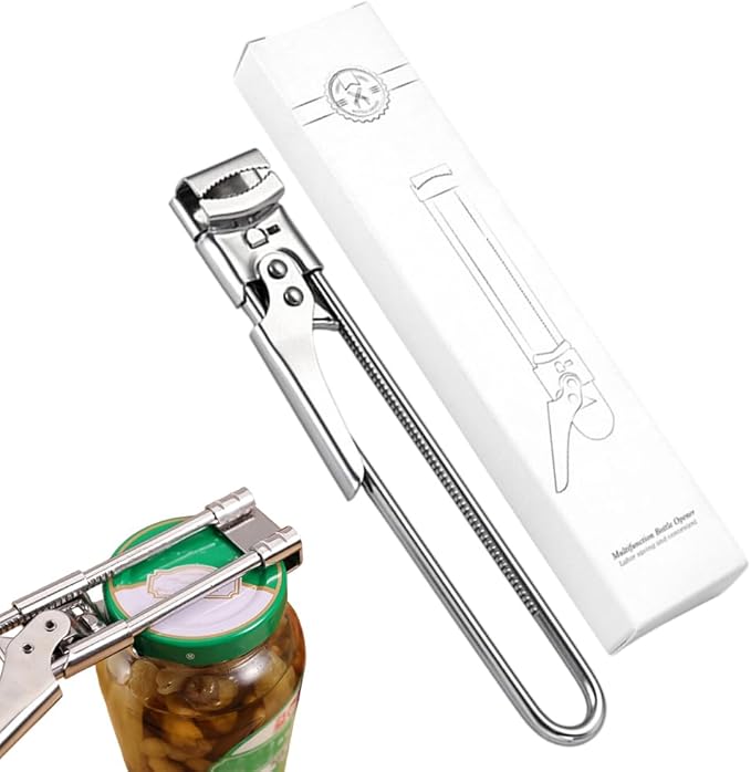 Jar Opener for Weak Hands, 2026 Upgrade Multifunctional Adjustable Stainless Steel Jar Opener, Easy to Use Stainless Steel Tight Jar Lid Opener for Seniors (1, 9 in)
