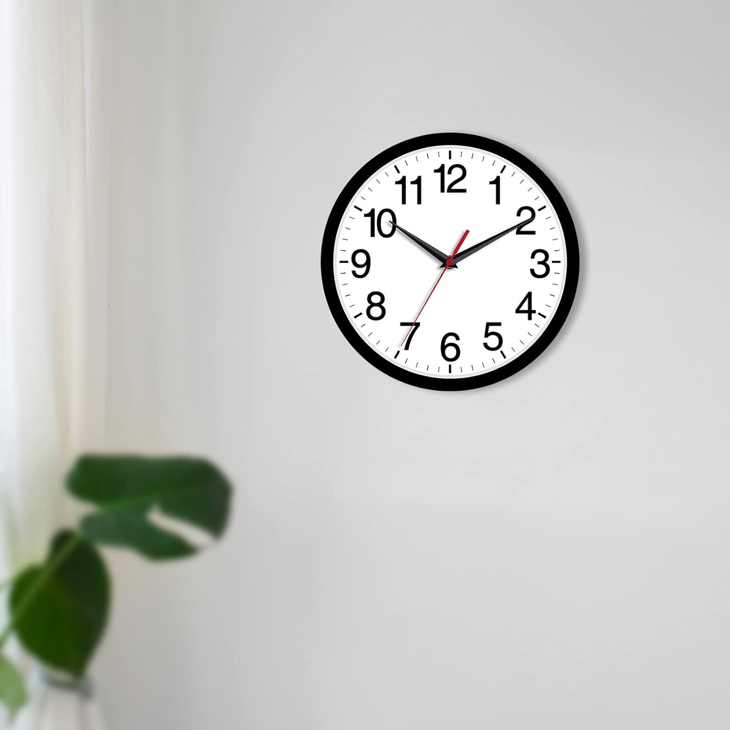 14 Inch Wall Clock Modern Battery Operated Silent Non Ticking Large Analog Clock for Living Room Office Home Bedroom Kitchen Bathroom(Black)