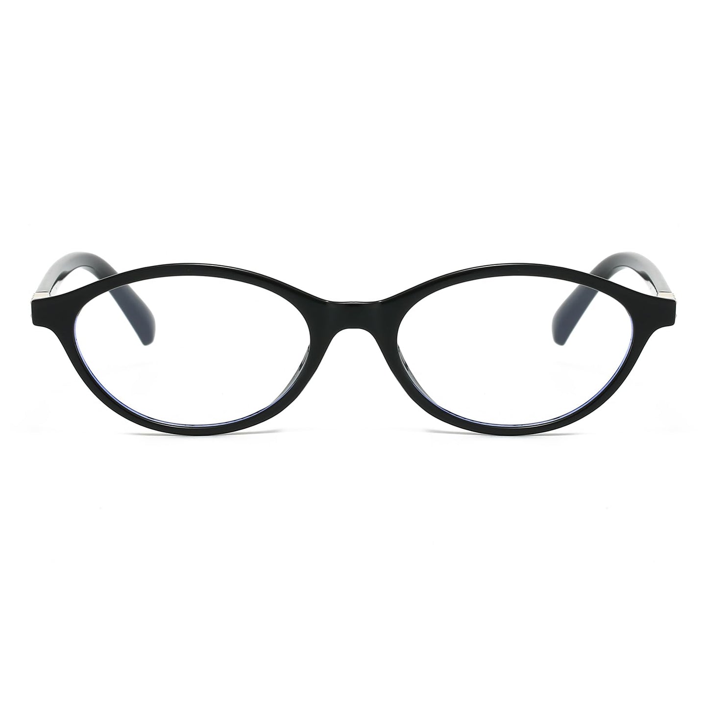 Ljczka Oval Blue Light Blocking Glasses For Women Men Vintage Small Oval Y2K Frame Cat Eye Computer Eyeglasses Clear Lens (Black