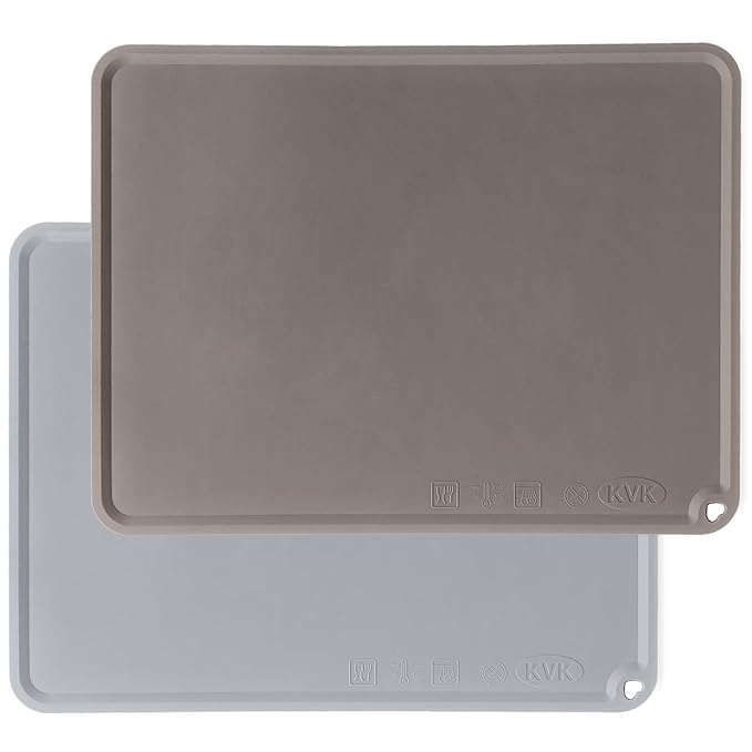 Silicone Placemat for Toddles Kids Non-Slip Reusable Portable Baby Placemats for Restaurant Stain-Proof Children Food Mats Eating Table Mat 2 Pack (Charcoal&Silver Gray)