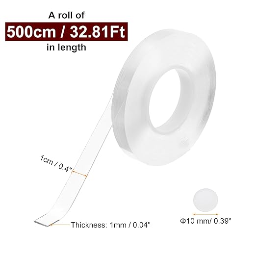 PATIKIL Double Sided Tape Heavy Duty, Transparent Nano Adhesive Mounting Tape for Picture Hanging Walls Decor, 1 Roll 5mx10mmx1mm Strip & 200 Pcs 8mmx1mm Circle