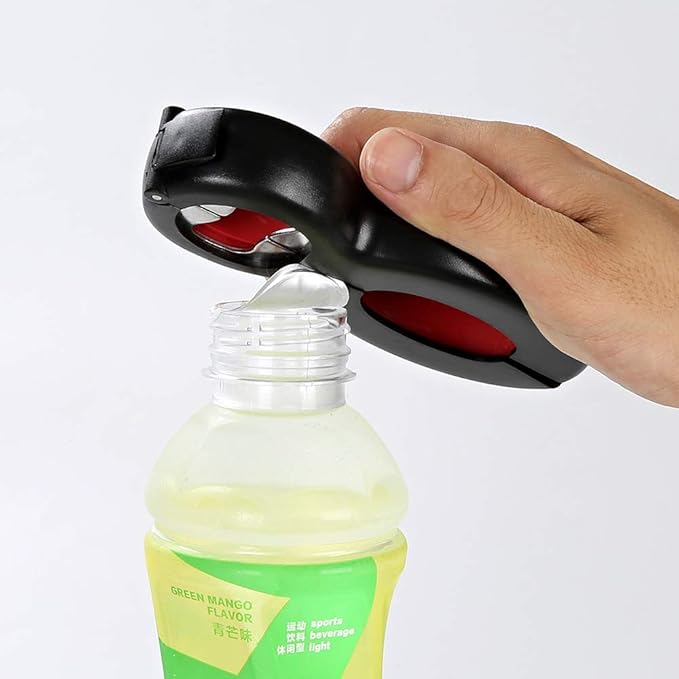 Bottle Opener Set, 5-in-1 and 6-in-1, Can, Soda, and Jar Openers, Twist Off Lid – Jar Opener for Seniors and Arthritic Hands (2pcs) (Black Red)