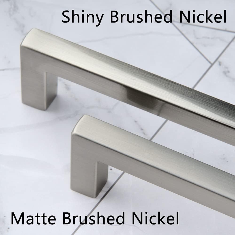 KOOFIZO Solid Square Bar Cabinet Handle - Brushed Nickel Furniture Pull, 7.6 Inch/192mm Screwhole Distance, Pack of 5 for Kitchen Cupboard Door, Bedroom Dresser Drawer, Bathroom Wardrobe Hardware