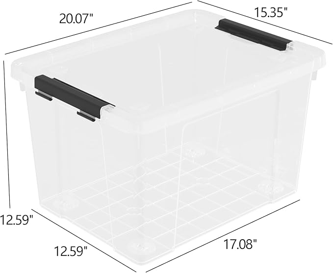 50 Quart Plastic Storage Bins with Lids and Wheels, Large Clear Plastic Storage Totes, 4 Pack