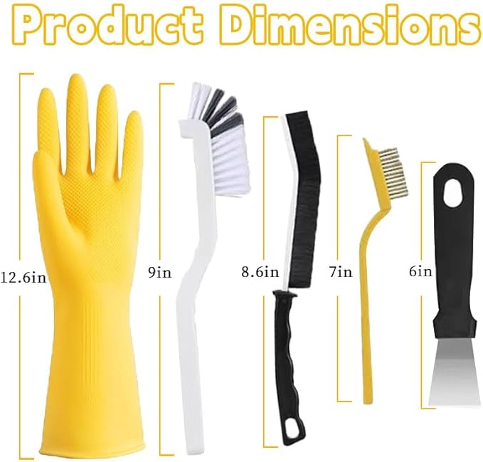 Crevice Cleaning Brush，12Pcs Multifunctional Hard Bristle Cleaning Tool with Rubber Gloves for Kitchen, Bathroom,Corner, Grout, Sink,Toilet, Window Track, Bathtub, Vehicle, Faucets