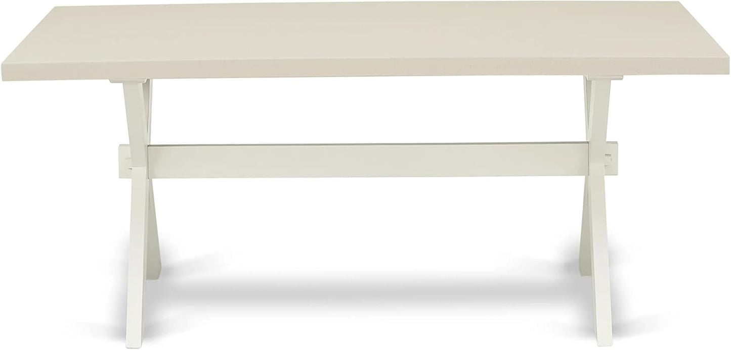 East West Furniture X027MZ015-9 9 Piece Dining Table Set Includes a Rectangle Dining Room Table with X-Legs and 8 Baby Blue Linen Fabric Upholstered Chairs, 40x72 Inch, Multi-Color