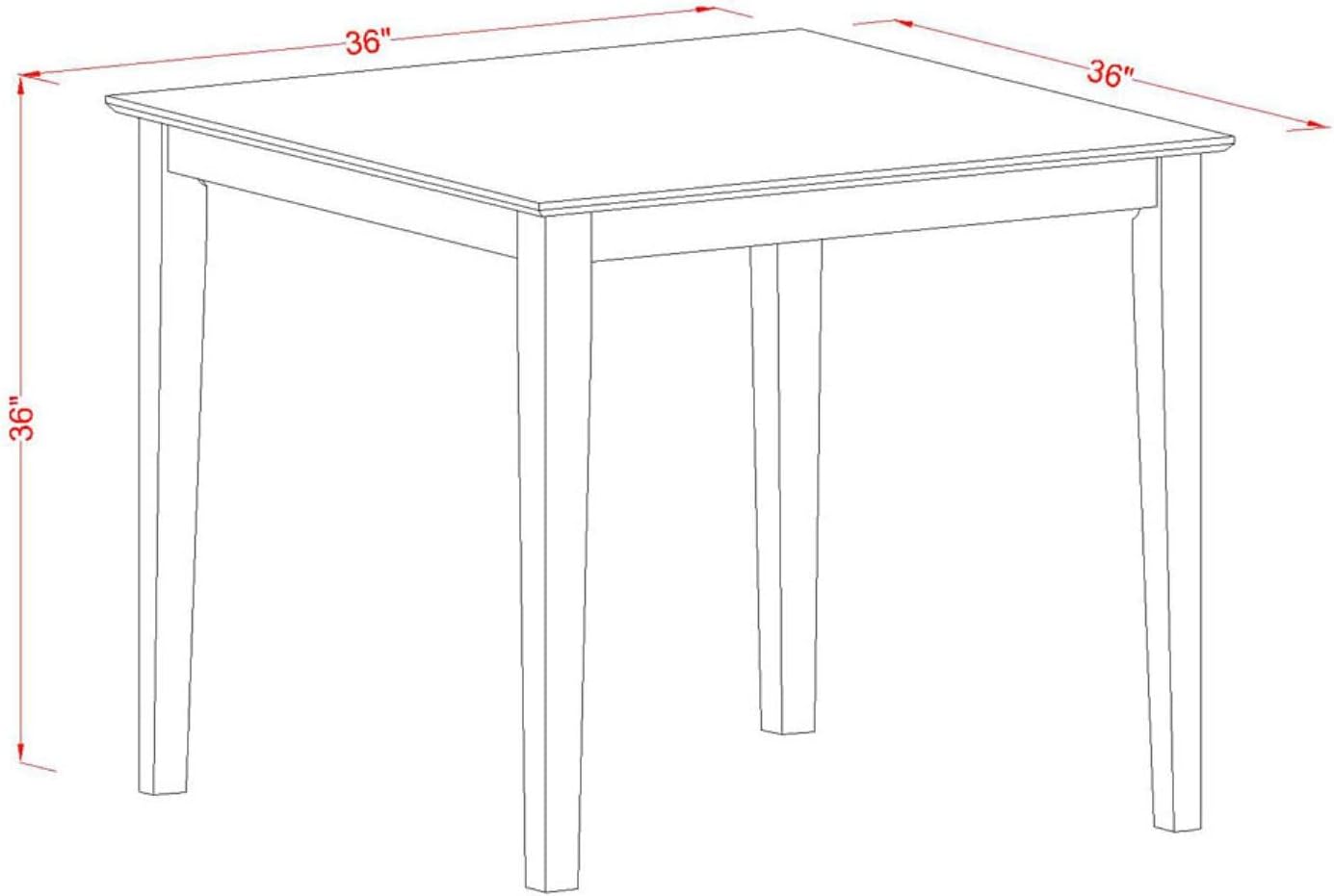 East West Furniture VNQU3-MAH-W 3 Piece Counter Height Pub Set for Small Spaces Contains a Square Dining Room Table and 2 Kitchen Chairs, 36x36 Inch, Mahogany