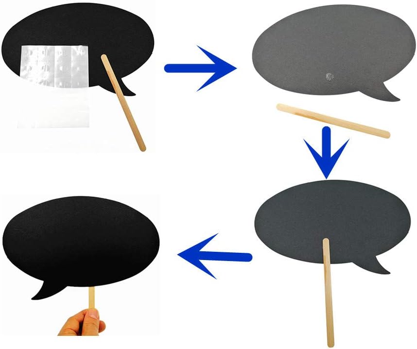 Photo Booth Props Kit,Writable Black Paper Card Board Photographing Props for Wedding Birthday Prom Party Favor(10pcs with Different Shapes)