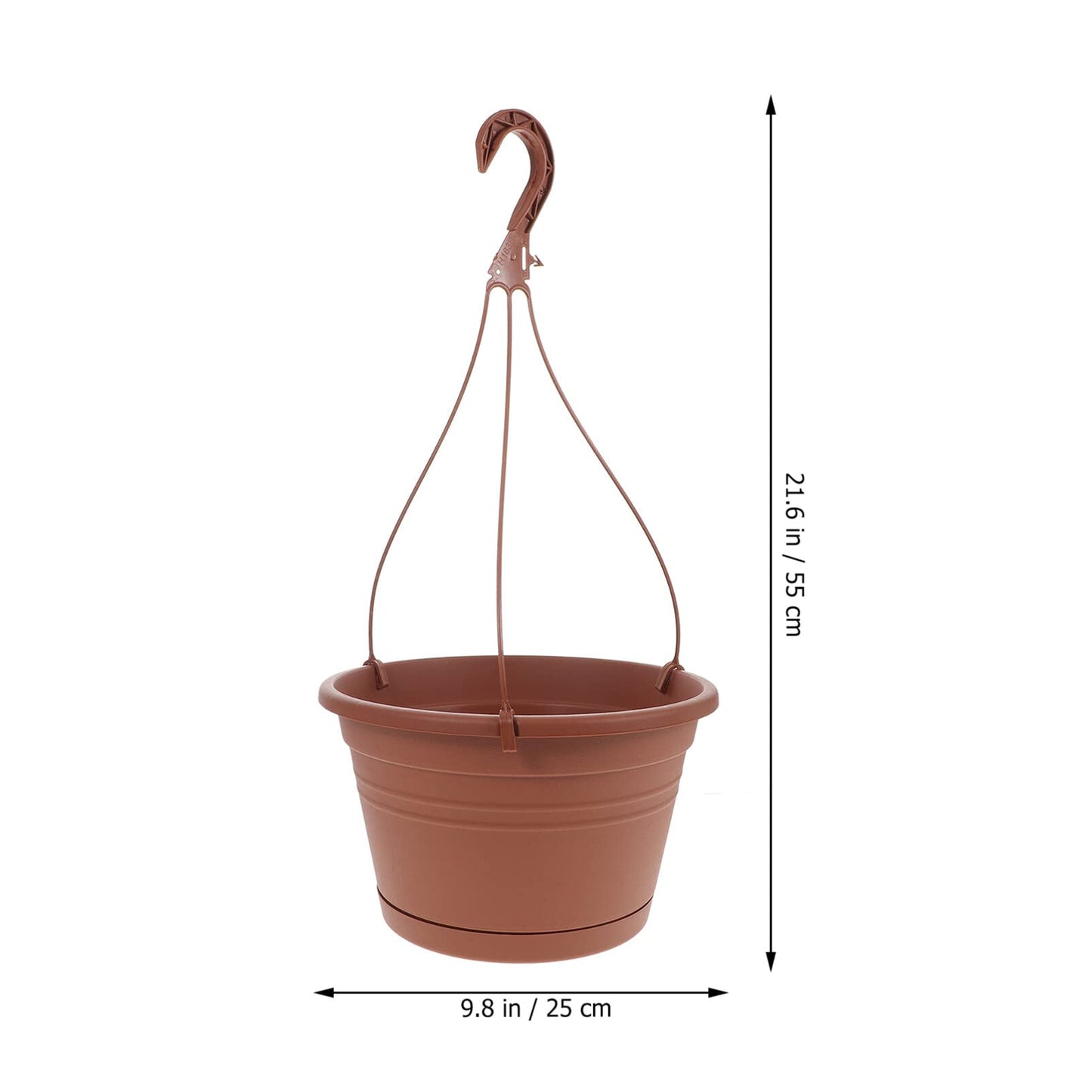 BESTonZON 3Pcs Hanging Planters for Indoor Plants, 10 Inch Plastic Flower Pots with Drainage Tray and Hooks, Large Outdoor Plant Basket Macetas Colgantes para Exterior