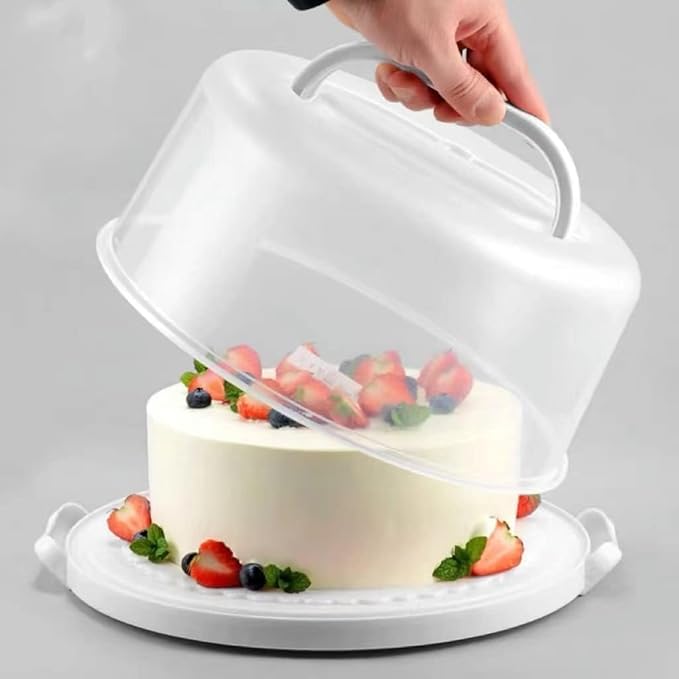 Large 10 Inch Cake Carrier Keeper Stand with Handles and Lids Container for Transport Cake Holder Tray with Cover Round Cupcake Storage Kitchen Cooking Box