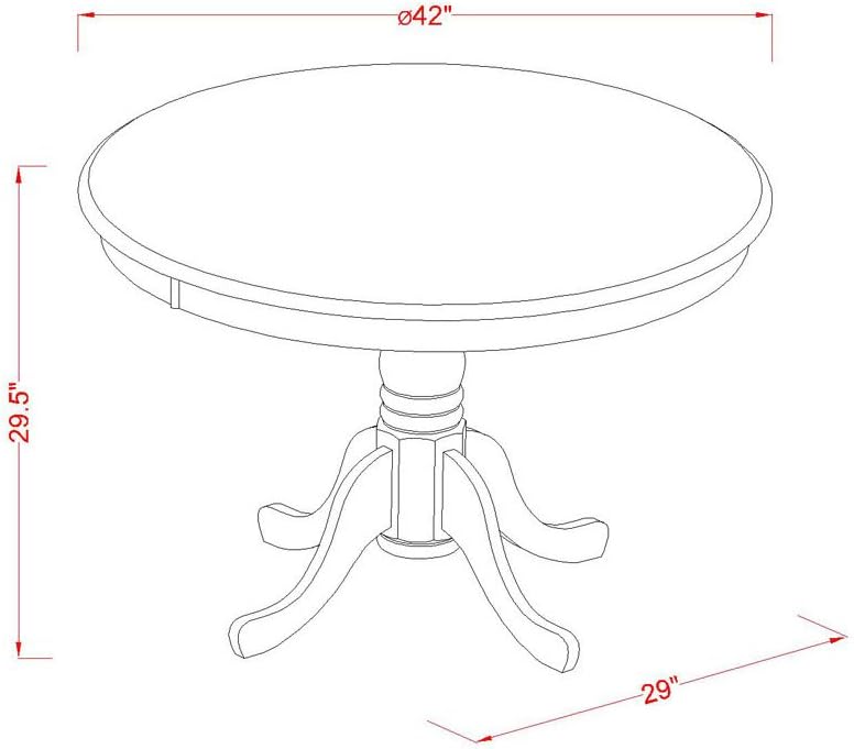 East West Furniture HBGR3-LWH-W 3 Piece Kitchen Table Set for Small Spaces Contains a Round Dining Table with Pedestal and 2 Dining Room Chairs, 42x42 Inch, Linen White