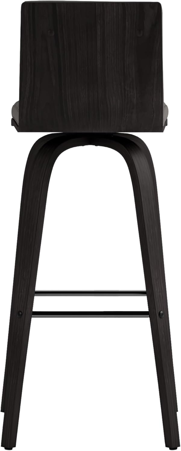 Armen Living Vienna 30" Swivel Bar Stool in Black Wood Finish with Gray Faux Leather - Set of 3
