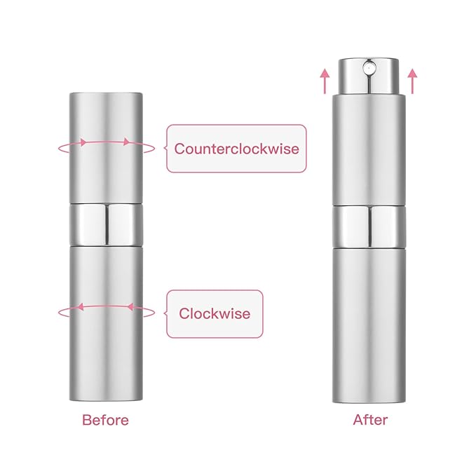 Tekson 8ml Travel Perfume Atomizer Refillable, Mini Cologne Spray Bottle Empty, Small Aftershave Portable Sprayer for Liquid Dispenser (Sliver&Blue)