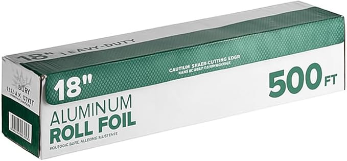 Heavy-Duty Aluminum Foil Roll, 18 Inch x 500 Feet, Food Service Grade, 80 Gauge, Kosher, Freezer and Oven Safe, Recyclable
