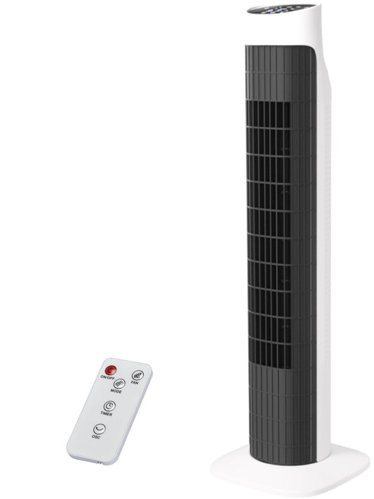 Uthfy 31 Inch Tower Fan for Bedroom, 120 Oscillating Quiet Standing Bladeless Fan With Remote, 7.5H Timer, 3 Speeds, 3 Modes, fo