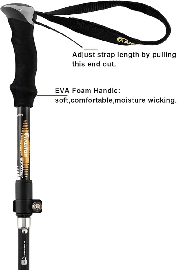 Aluminum Collapsible Ultralight Travel Trekking Hiking Pole for Men and Women (Fits 5'3" - 6'2")