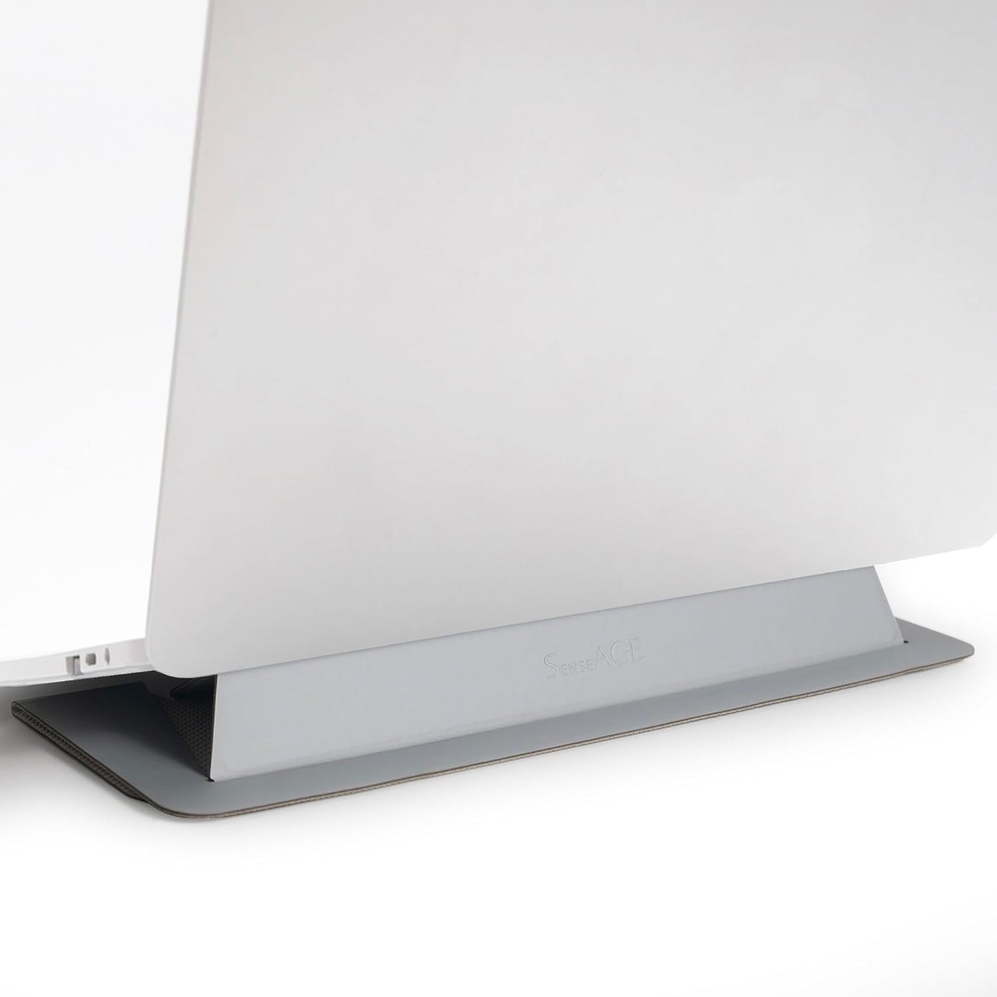 SenseAGE Laptop Stand for Desk, Office, Ergonomic Notebook Stand, Foldable & Portable Travel FlatStand, Lightweight, Anti-Slip, Compatible with MacBook Air, Pro, and Up to 15.4" Laptops (Silver)