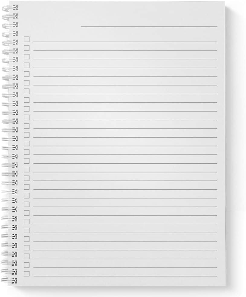 Softcover Not Everything 8.5" x 11" Motivational Spiral Notebook/Journal, 120 Checklist Pages, Durable Gloss Laminated Cover, White Wire-o Spiral. Made in the USA