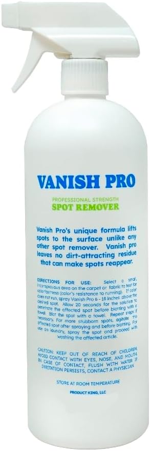 Vanish Pro - Multi-Purpose Spot and Stain Treater Spray – Professional Strength Remover for Food, Grease, Coffee, Wine, Baby & Pet Stains, Laundry & Fabric Safe, Hundreds of Uses, 32 oz. Made in USA