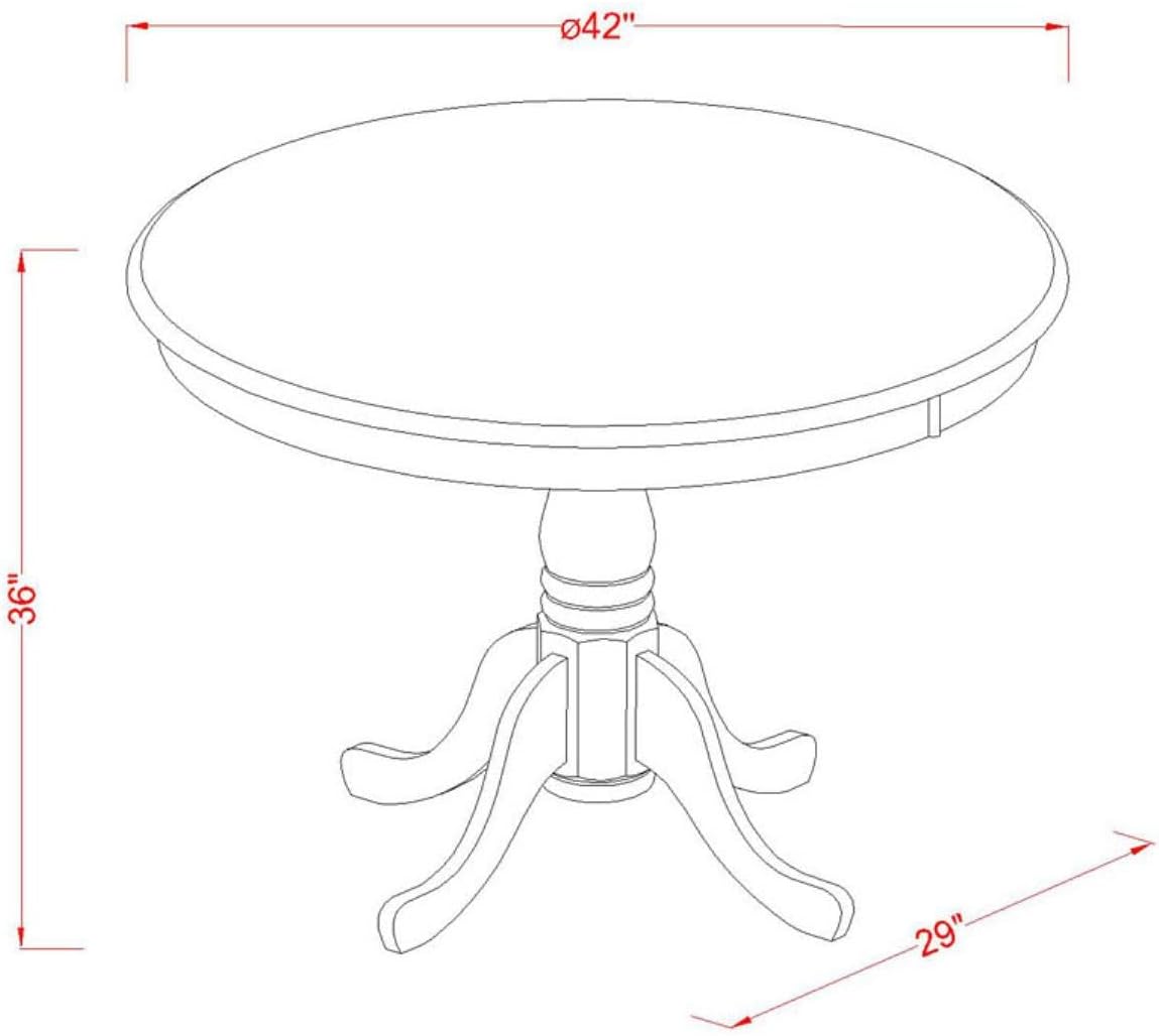 East West Furniture TRFA5-BLK-W 5 Piece Counter Height Pub Set Includes a Round Dining Room Table and 4 Kitchen Chairs, 42x42 Inch, Black & Cherry