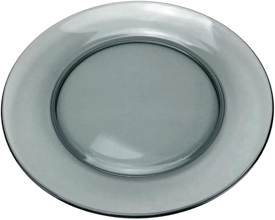 STP GOODS Glass Soup and Salad Bowl with Handles, Cobalt Transparent Glass Eating Plates, Circular Dinnerware for Salad, Bread, Dinner (Gray Set of 4)