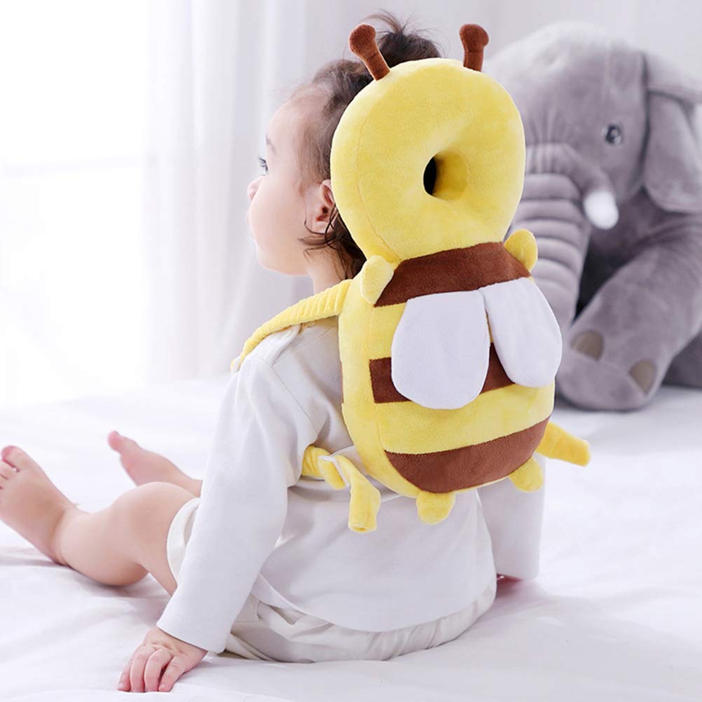 Feidoog Baby Head Protector Cushion Backpack with 3 Knee Pads for Walking & Crawling,Bee
