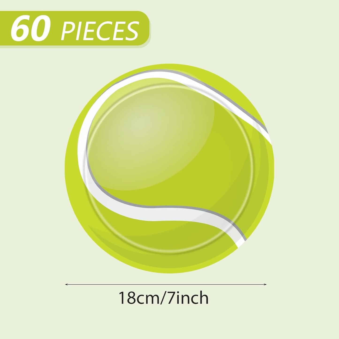 Tennis Party Decorations,60pcs 7inch Tennis Plates,Tennis Ball Party Decorations Tableware Disposable Paper Plate Set,for Baby Shower Men Women Kids Sports Theme Birthday Celebration Decor Supplies