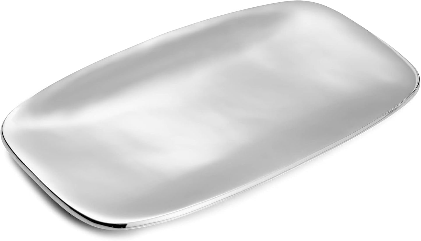 Nambe Marupa Rectangular Platter | 18-inch Serving Tray for Entertaining, Party, Appetizers, Fruit, Food, Sushi | Meat Serving Dish | Freezer and Oven Safe Serving Tray | Made of Metal Alloy