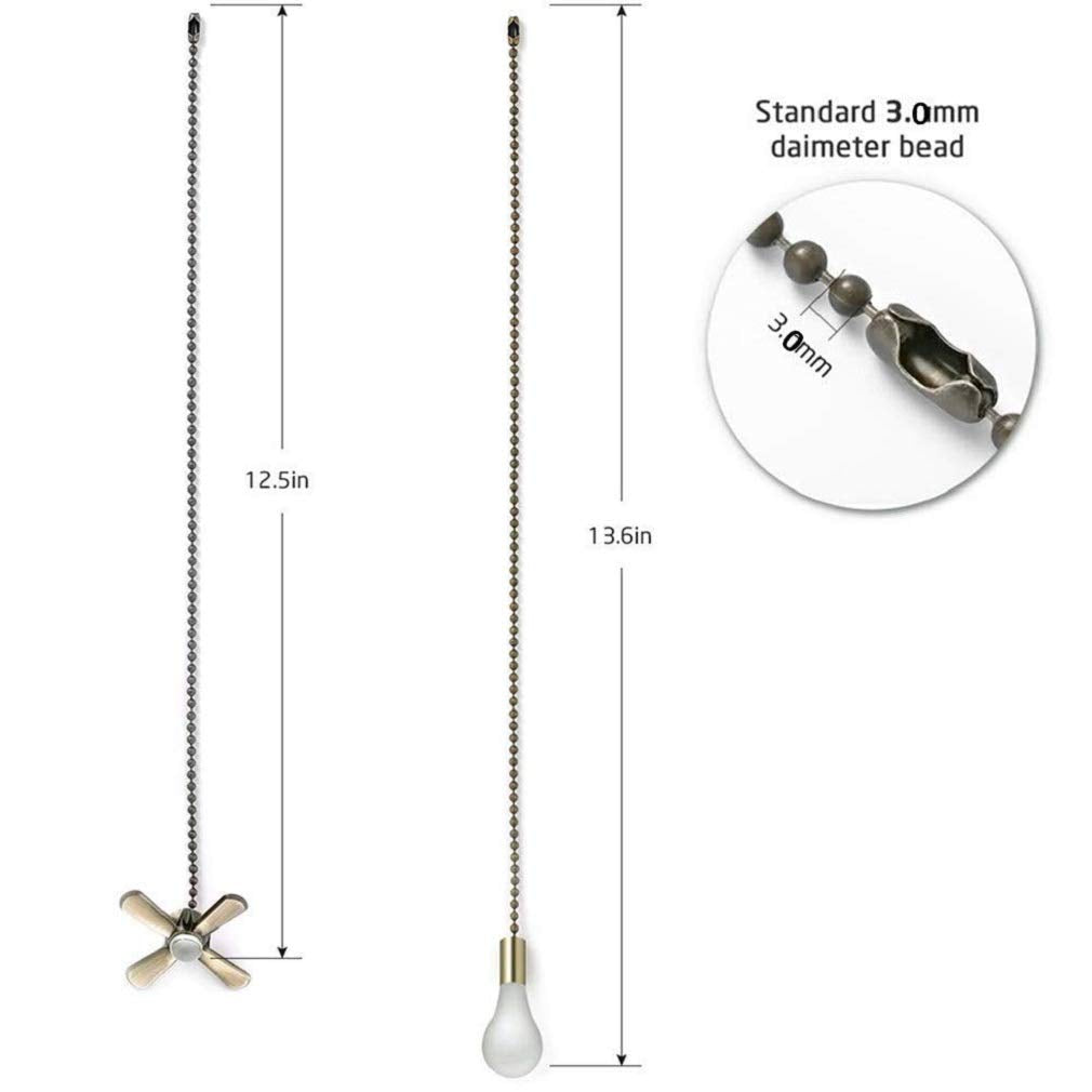 Ceiling Fan Chain Set - 2 Pcs Fan Pull Chains With 13.6 Inch Cord For Switch And Light