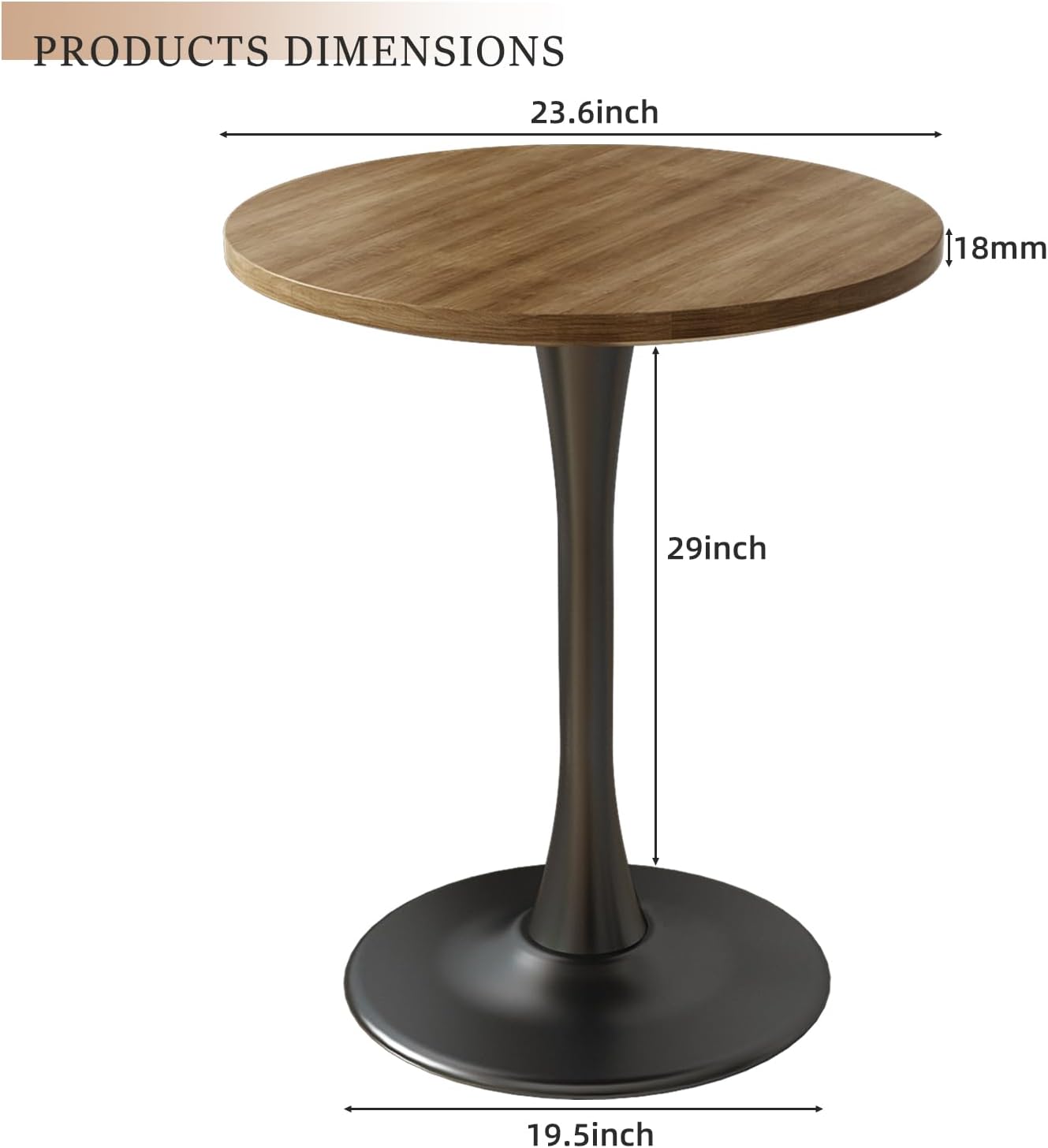 Round Table Modern Dining Table Tulip Round Kitchen Table Mid Century Wooden Coffee Table for Living Room 24 inch