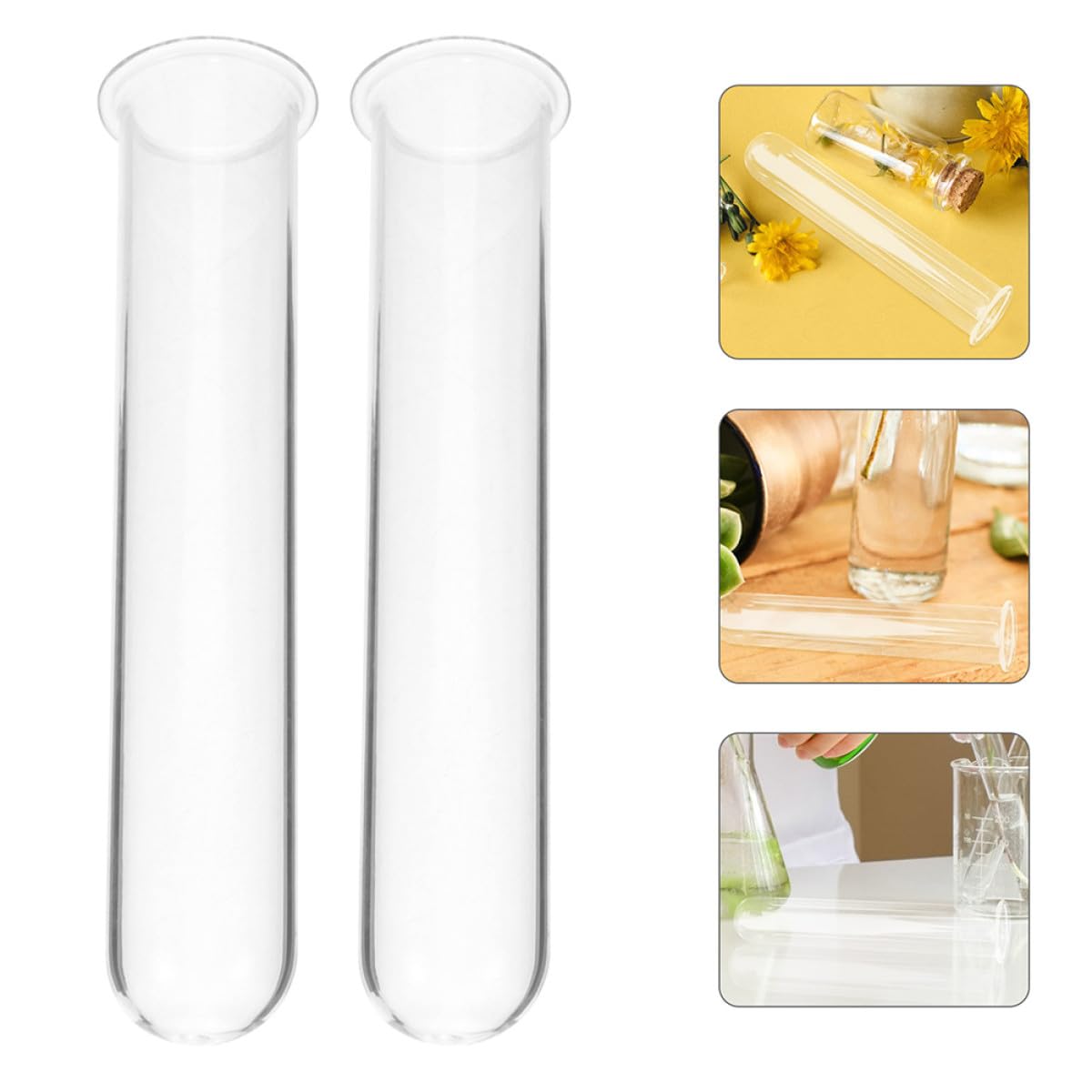 KALLORY 4pcs Glass Test Tube Vases 2.5x3x18cm Borosilicate Glass Plant Propagation Holder Hydroponic Flower Tubes Desktop Terrarium Set for Home Garden Decoration