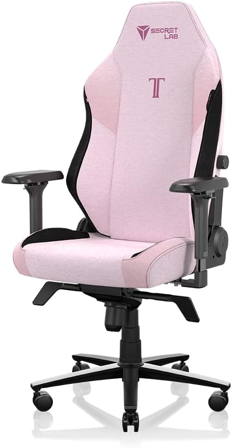 Secretlab Titan Evo Plush Pink Gaming Chair - Reclining - Ergonomic & Comfortable Computer Chair with 4D Armrests - Magnetic Head Pillow & 4-Way Lumbar Support - Small - Pink - Fabric