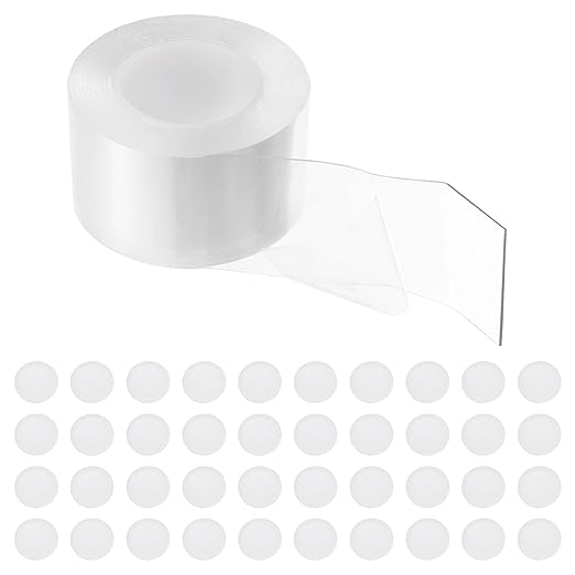 PATIKIL Double Sided Tape Heavy Duty, Transparent Nano Adhesive Mounting Tape for Picture Hanging Walls Decor, 1 Roll 3 Meterx40mmx1mm Strip & 50 Pcs 8mmx1mm Circle