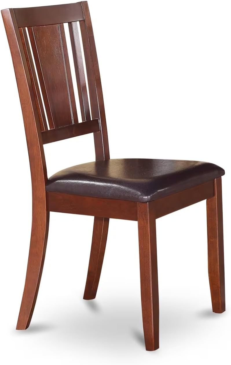 East West Furniture HBDU3-MAH-C 3 Piece Dining Set Contains a Round Dining Room Table with Pedestal and 2 Linen Fabric Upholstered Kitchen Chairs, 42x42 Inch, Mahogany