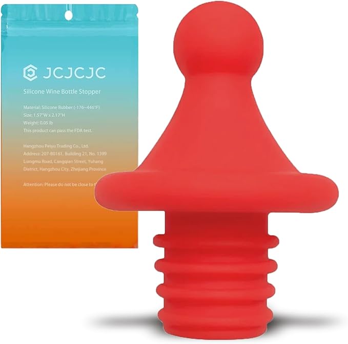 Silicone "Hat" Wine Stopper for Wine Bottles, Tight Bottle Sealer to Keep Wine Fresh, Cute Fun Stoppers for Wine Lovers - Standard Bottles Are Applicable, 1.57 * 2.17in (Red)