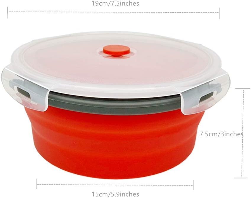 CARTINTS 1200ml Large Collapsible Food Containers Silicone Lunch Containers Silicone Leftover Food Containers, Ideal for Camping Travel, 3Pack