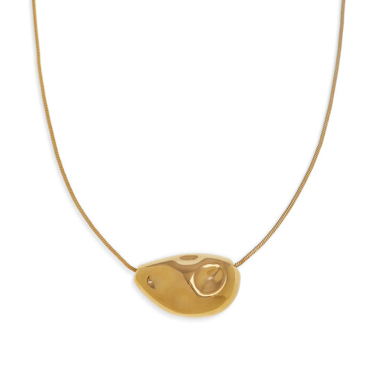 Frigotine Chunky Golden Teardrop Pendant Necklace for Women，Trendy Statement Charm Thick Adjustable Hammered Hollow Long Chain Nacklaces Fall Winter Prom Jewelry Gift.