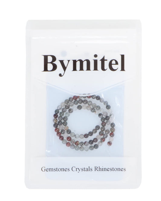 Bymitel 90 pcs Natural Genuine Real Round Loose Stone Beads Gemstone Spacers for Charm DIY Jewelry Making 15.5" per Strand 4mm (Bloodstone, 4mm)