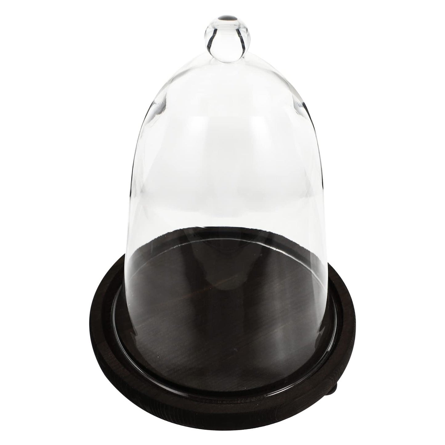 EXCEART Immortal Flower Glass Cover with Brown Wooden Base - DIY Terrarium Container for Home Decor Flower Display and Garden Cloche